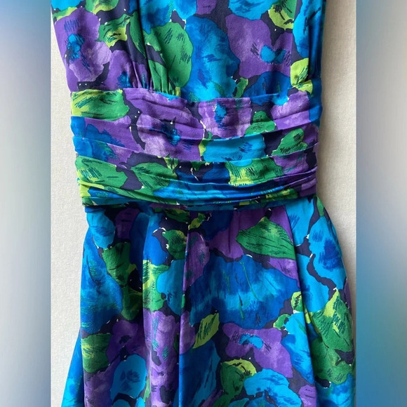 Diane Gilman 100% Silk floral dress Sz 4 - Picture 5 of 12
